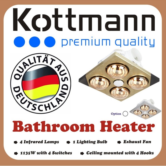 Vỏ hộp đèn sưởi nhà tắm âm trần 4 bóng Kottmann